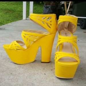 Michael Antonio studios yellow platform heels